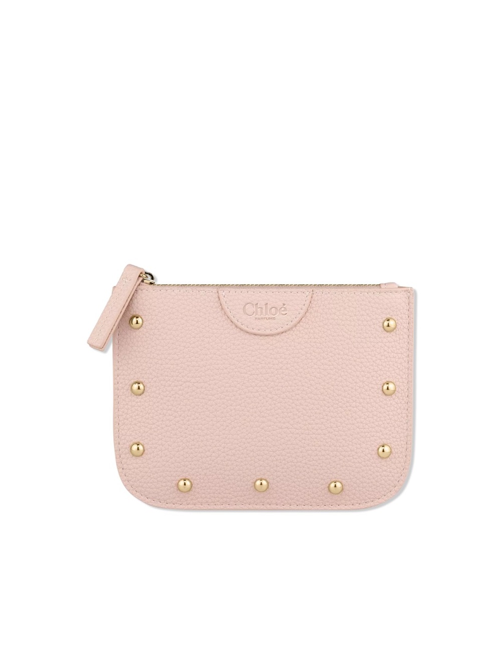 Pink Leather Stud Zip Pouch